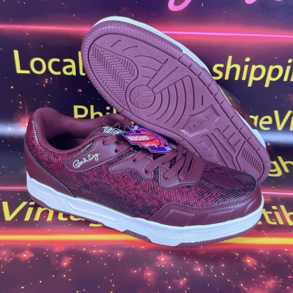 Patrick Ewing Rebound Backcourt Snake Burgundy Sneakers Shoes 1RMSN06-117 8.5